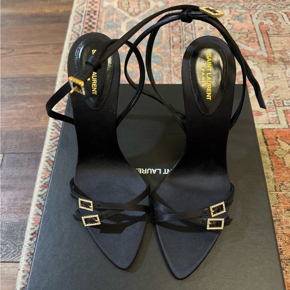 Saint Laurent Black Heels with Gold Accents - Picture 4 of 6